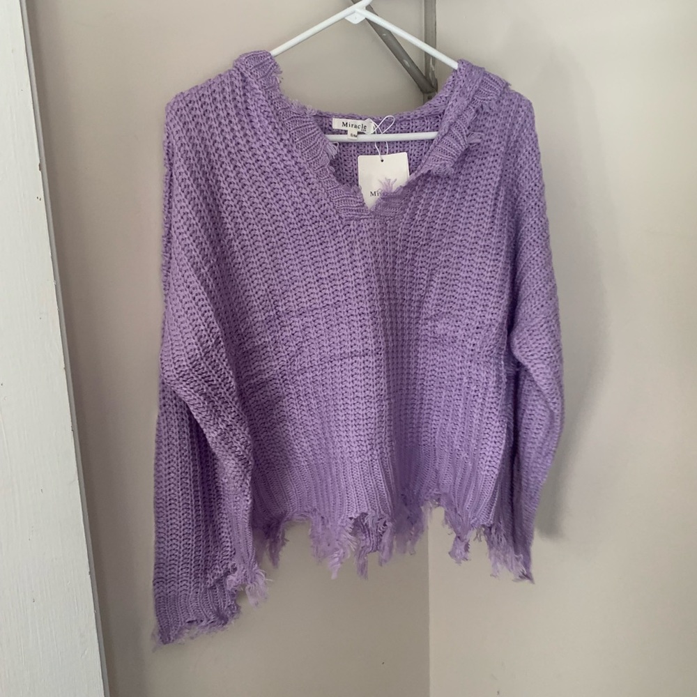 - NWT Boutique Raw Hem Easter Sweater - Picture 2 of 7